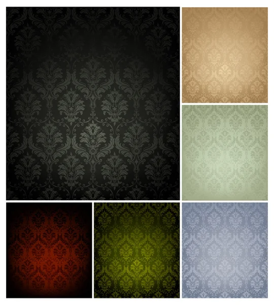 Seamless Wallpaper Pattern, set of six colors — Stock Vector