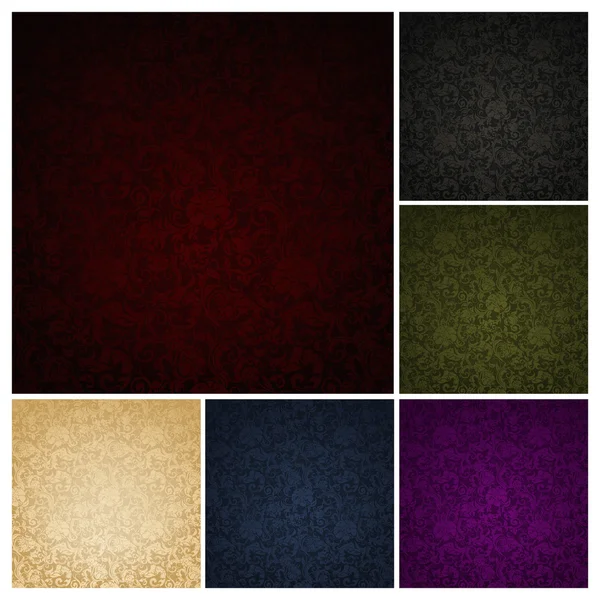 Naadloze Wallpaper Patroon, set van zes kleuren — Stockvector