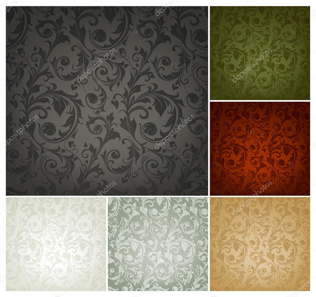 Seamless Wallpaper Pattern, set of six colors