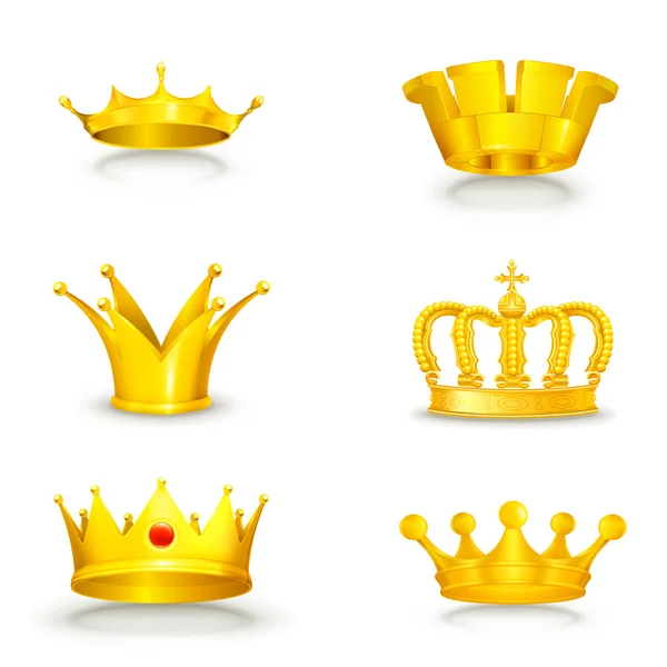 Crown set on white — Stock Vector