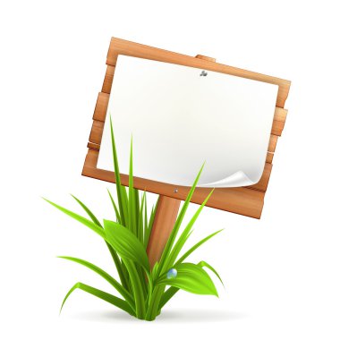 Wooden sign in grass clipart