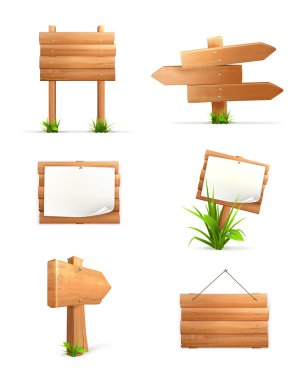 Wooden signs set clipart