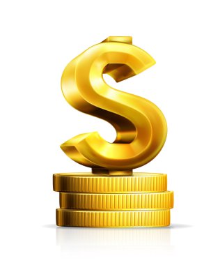 Dollar sign and coins clipart
