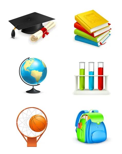 School icons, vector — Stock Vector