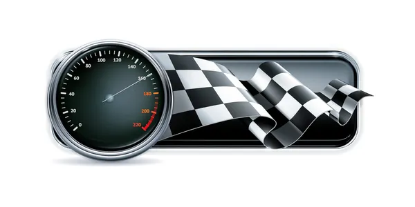 Banner de carreras con velocímetro — Vector de stock