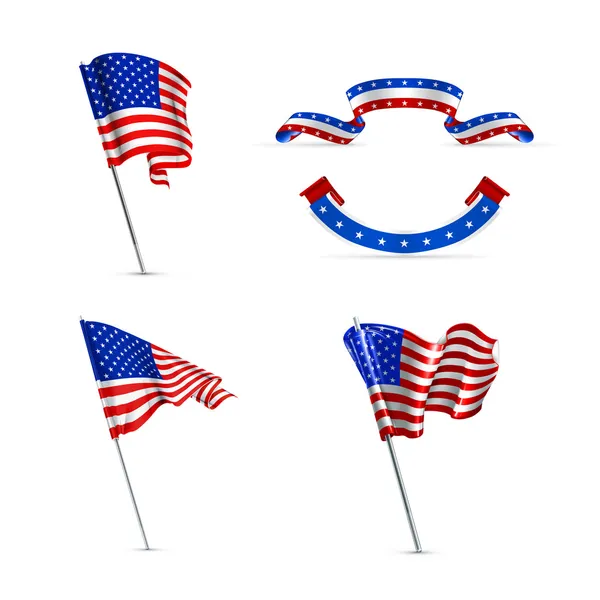 American flags, set — Stock Vector