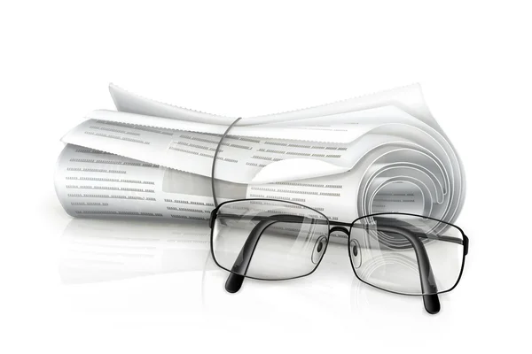 Zeitung und Brille — Stockvektor