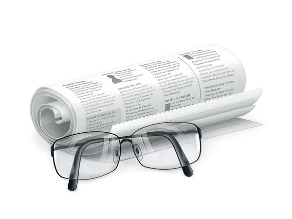 Zeitung und Brille — Stockvektor