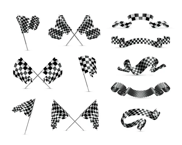 Checkered flags, set — Stock Vector