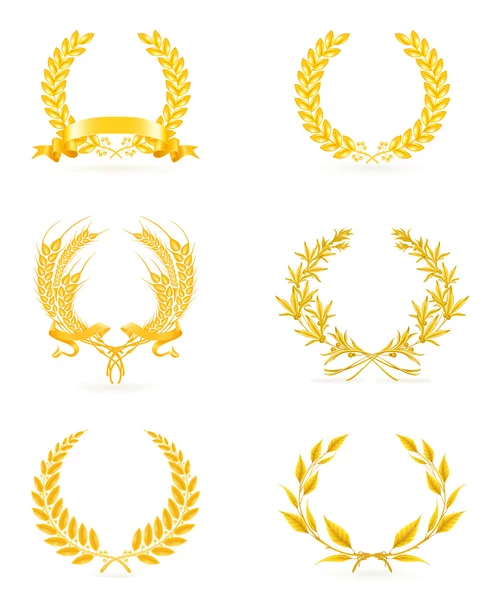 Golden wreath set, eps10 — Stock Vector