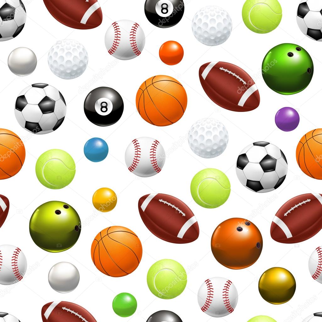 Vector Blue Sport Balls Seamless Pattern Or Background Stock