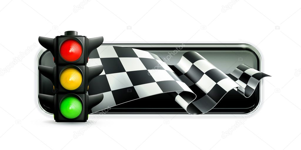 Racing banner with traffic lights