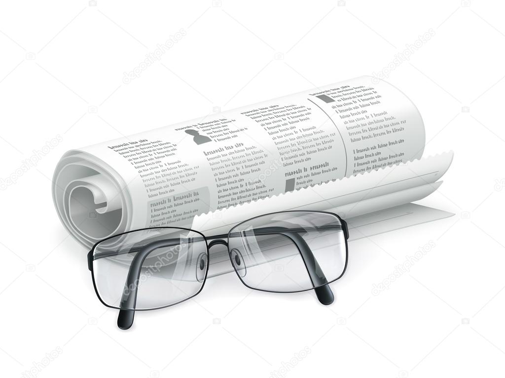 Newspaper and glasses