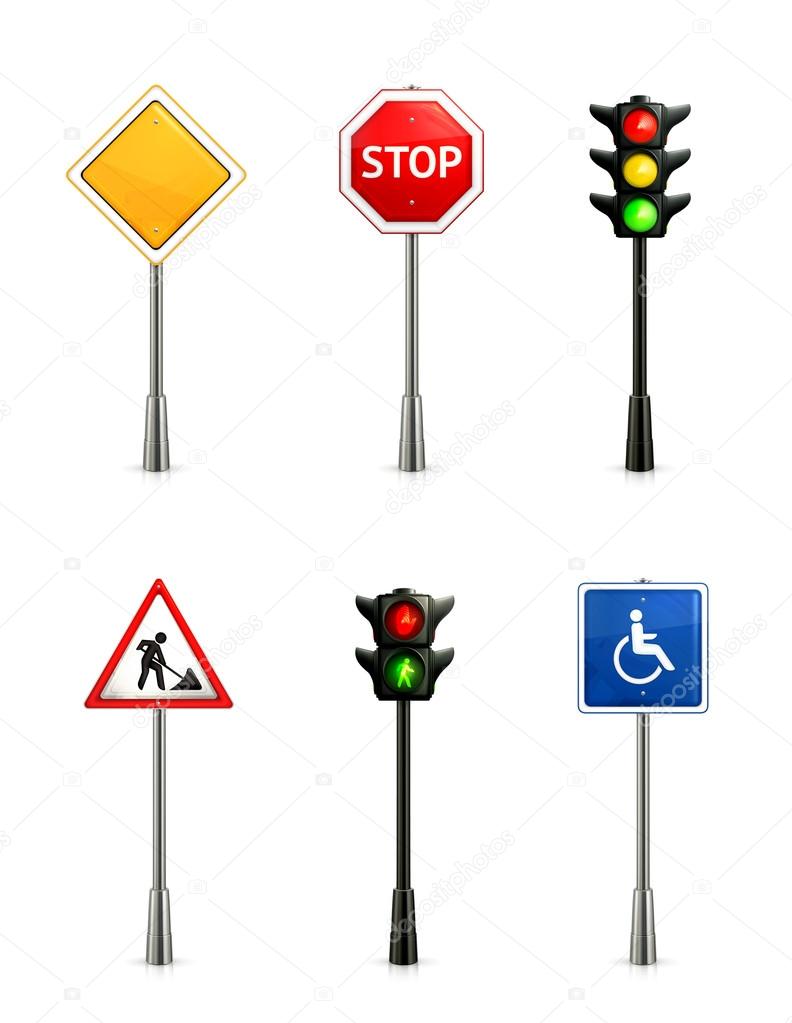 Set of road signs