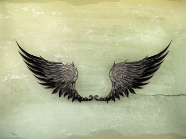 Wings Black, old-style vector