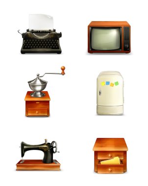 Retro simge seti, vektör