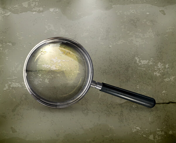 Magnifying glass, old-style vector