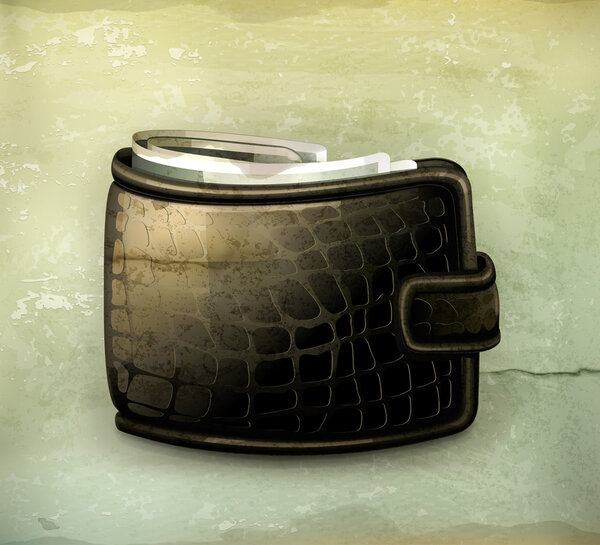 Wallet, old-style vector