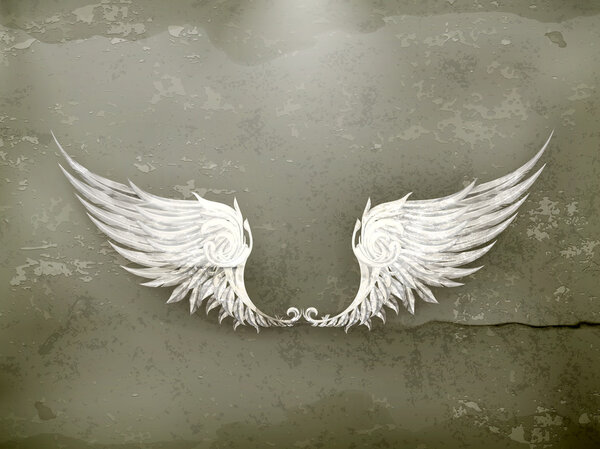 Wings white, old-style vector