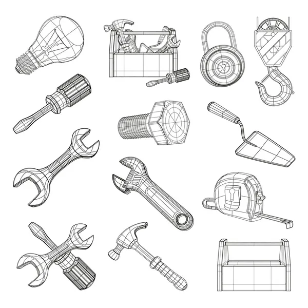 Set d'outils de dessin, vecteur — Image vectorielle