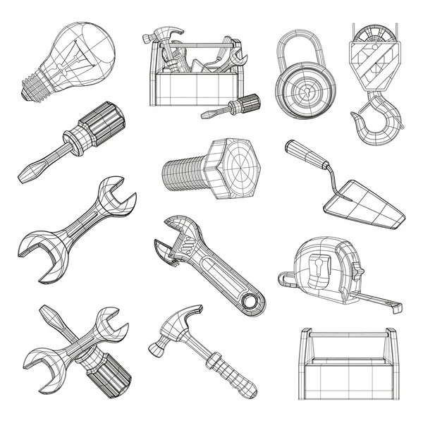 Set tekengereedschap, vector — Stockvector