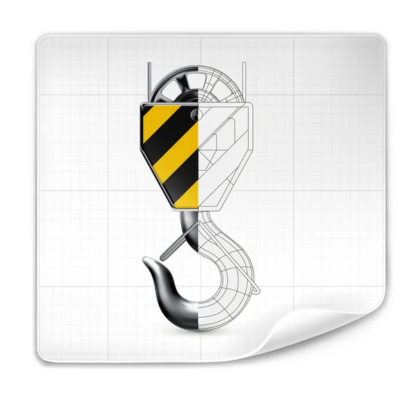 Lifting hook drawing, vector — Stock Vector