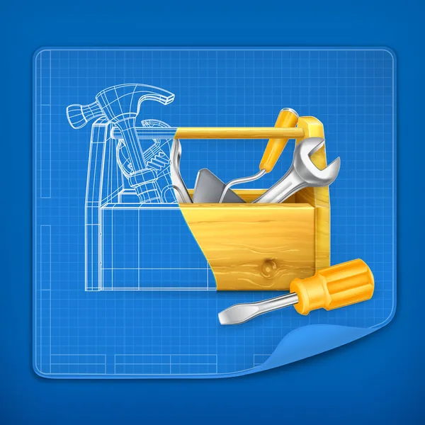 Tool box blue print, vector — Stock Vector