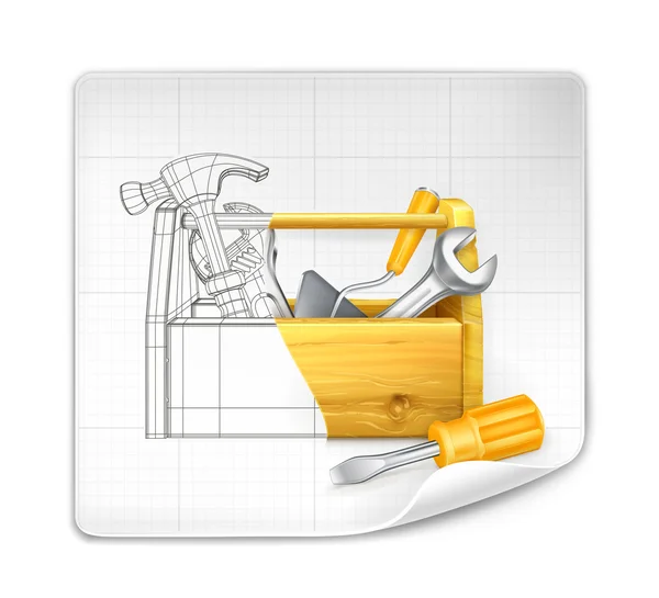 Tool box drawing, vector — Stock Vector