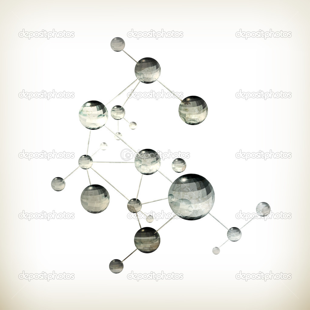 Molecule on white, old-style vector
