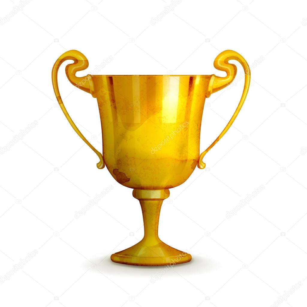 Gold trophy, old-style vector isolated