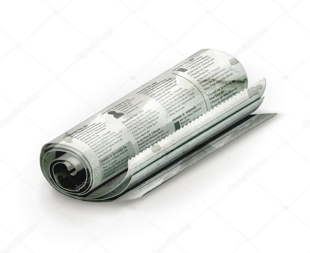 Rolled Newspaper, old-style vector isolated