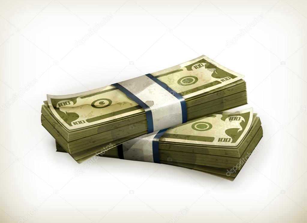 Stack of Dollars, old-style vector isolated