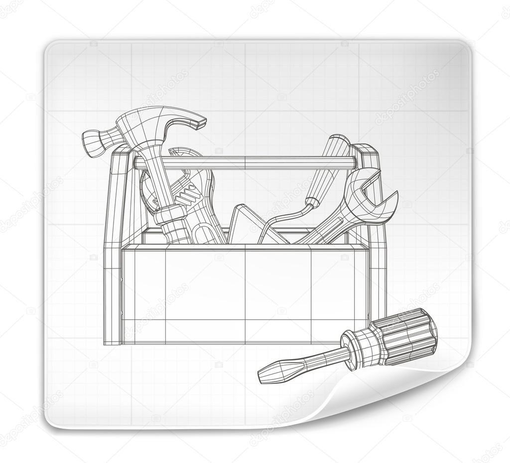 Tool box drawing, vector
