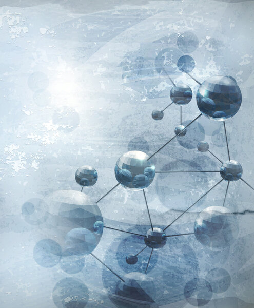 Background with molecules blue, old-style