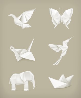 Origami vektör kümesi, beyaz