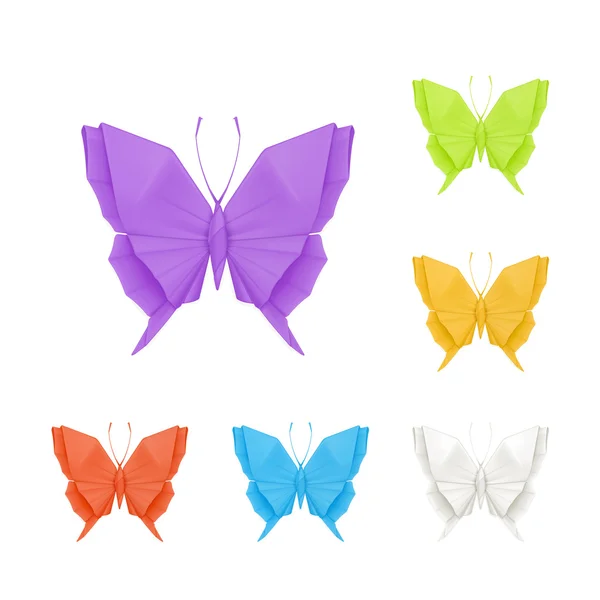 Origami kelebekleri, vektör ayarlandı — Stok Vektör