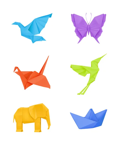 Origami vektorkészlet, sokszínű — Stock Vector