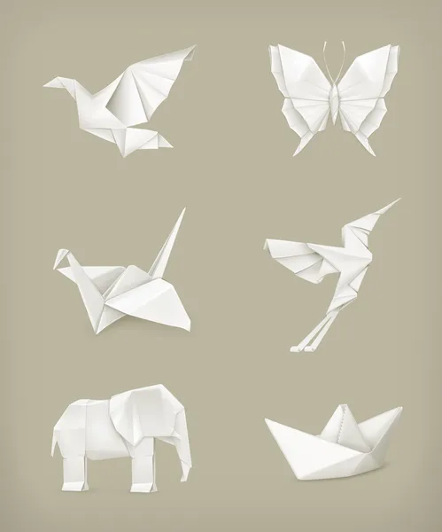 Origami vector set, white — Stock Vector