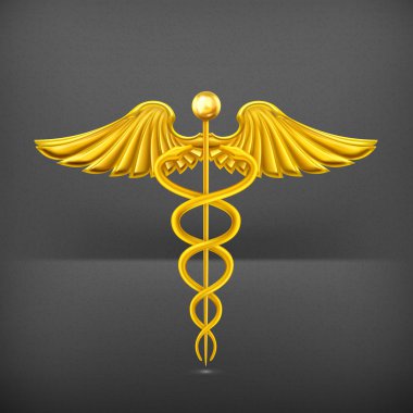 Altın caduceus, vektör
