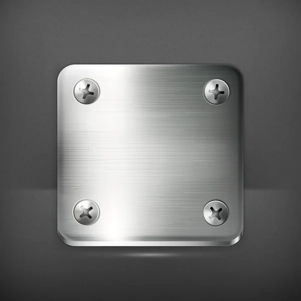 Metal plate with screws, vector — Stock Vector