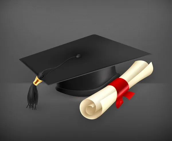 Tapa y diploma de graduación, vector — Archivo Imágenes Vectoriales
