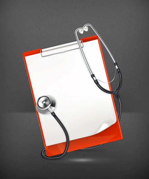 Clipboard with stethoscope, vector — Stock Vector