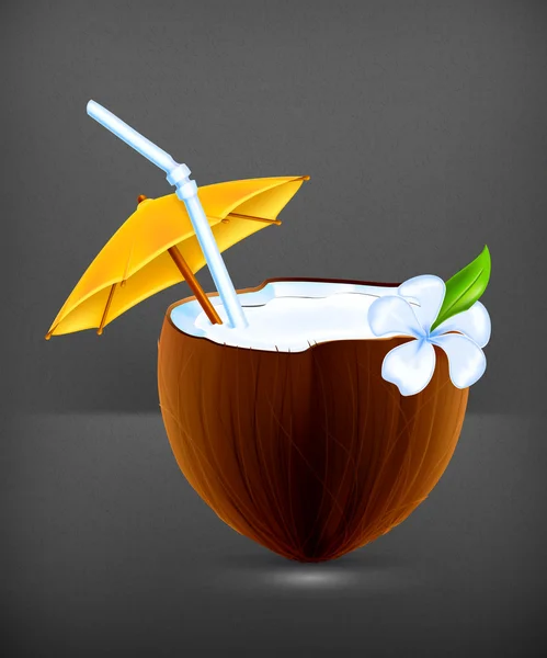 Coconut Cocktail, vector — Stock Vector