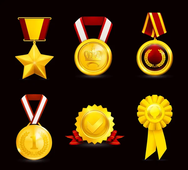 Médaille d'or, sertie de noir — Image vectorielle