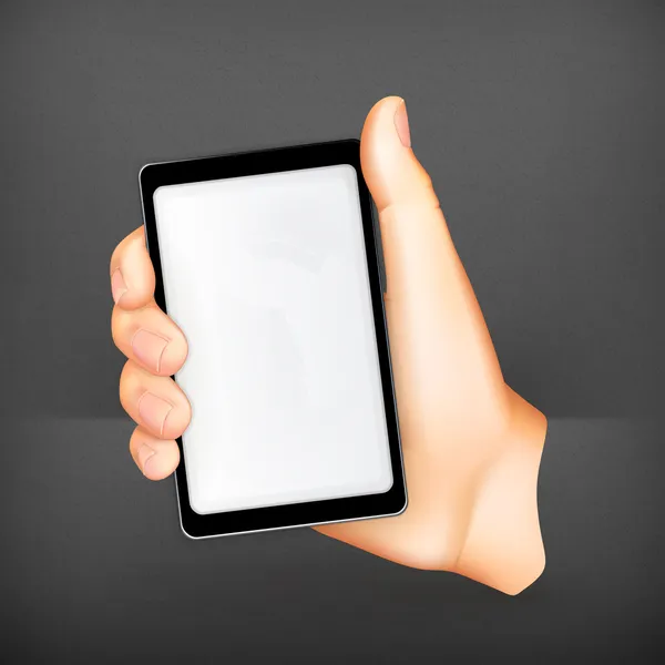 Мобильный телефон в руке, вектор — стоковый вектор