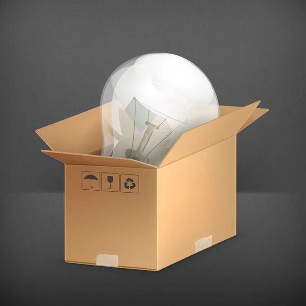 Light bulb in box, vector — Stock Vector