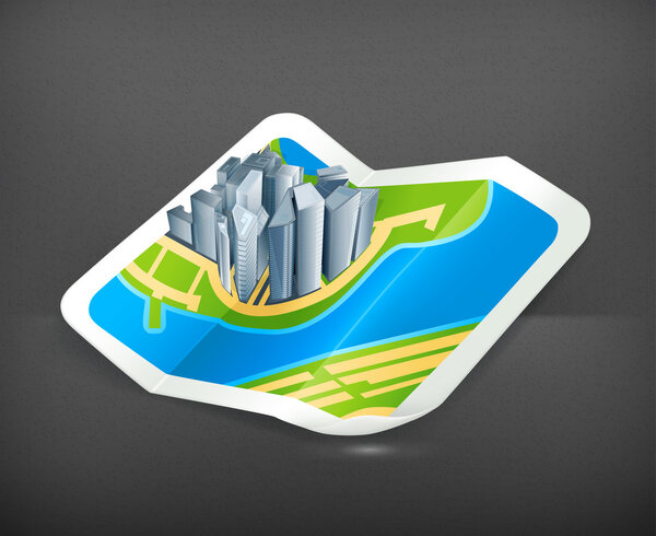 Town on the map, icon