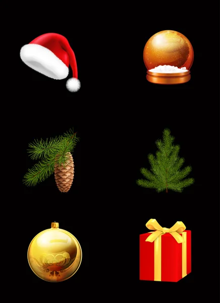 Christmas set on black — Stock Vector