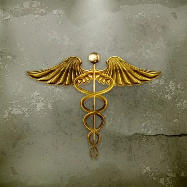 Caduceus dourado, vetor de estilo antigo — Vetor de Stock