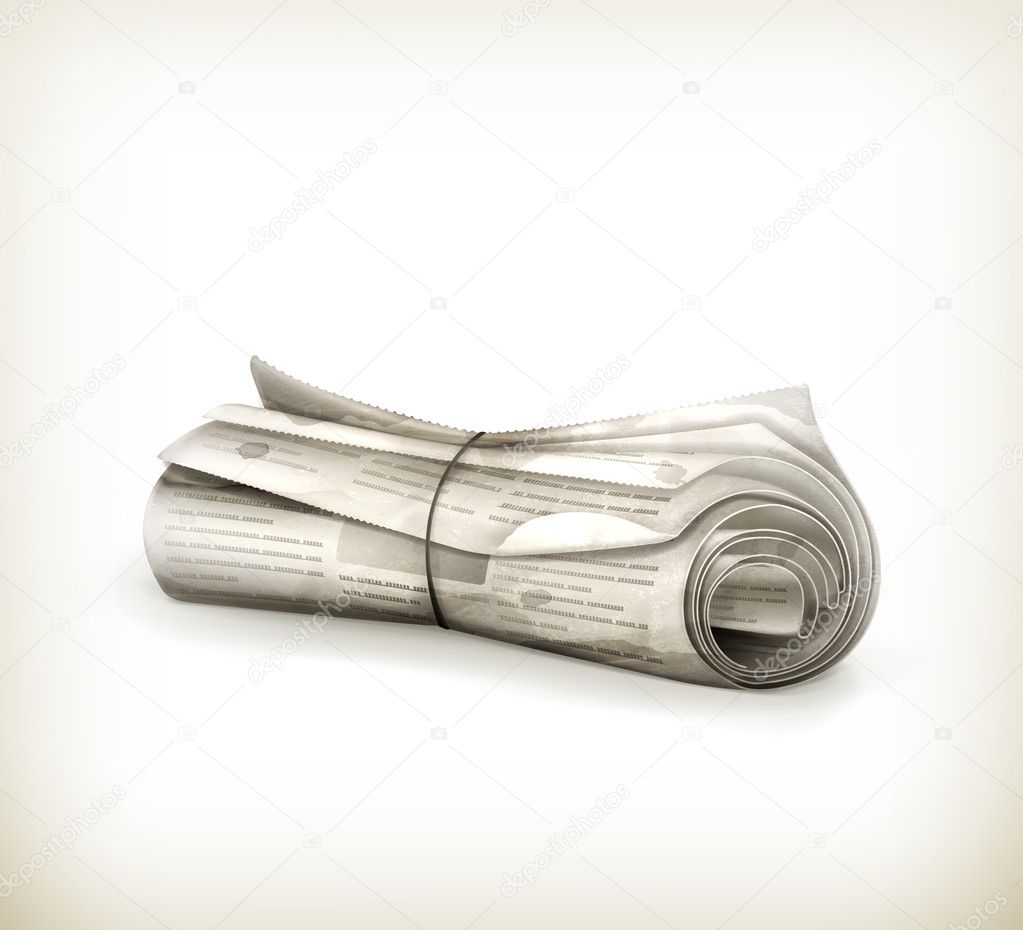 Rolled Newspaper, old-style vector isolated